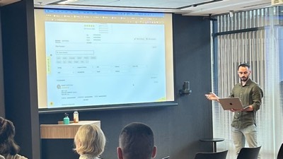 Chris running a live build session with a founder